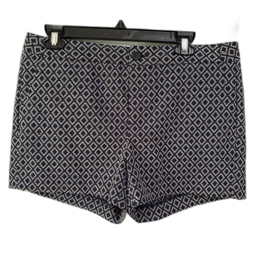 NWT Banana Republic Blue White Geometric Shorts Womens 10 Hampton Fit